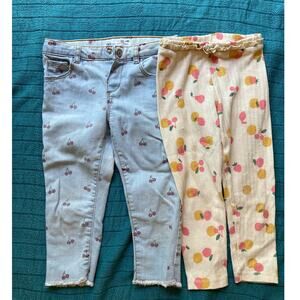 Zara Girls Jeans & Leggings Lot ~ Cherries Lemons Strawberries Sz 2-3